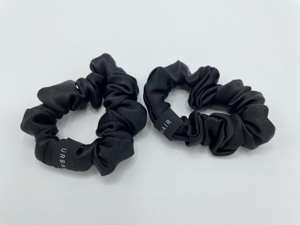 UHA Mulberry Silk scrunchie Small SVART - 2-PACK